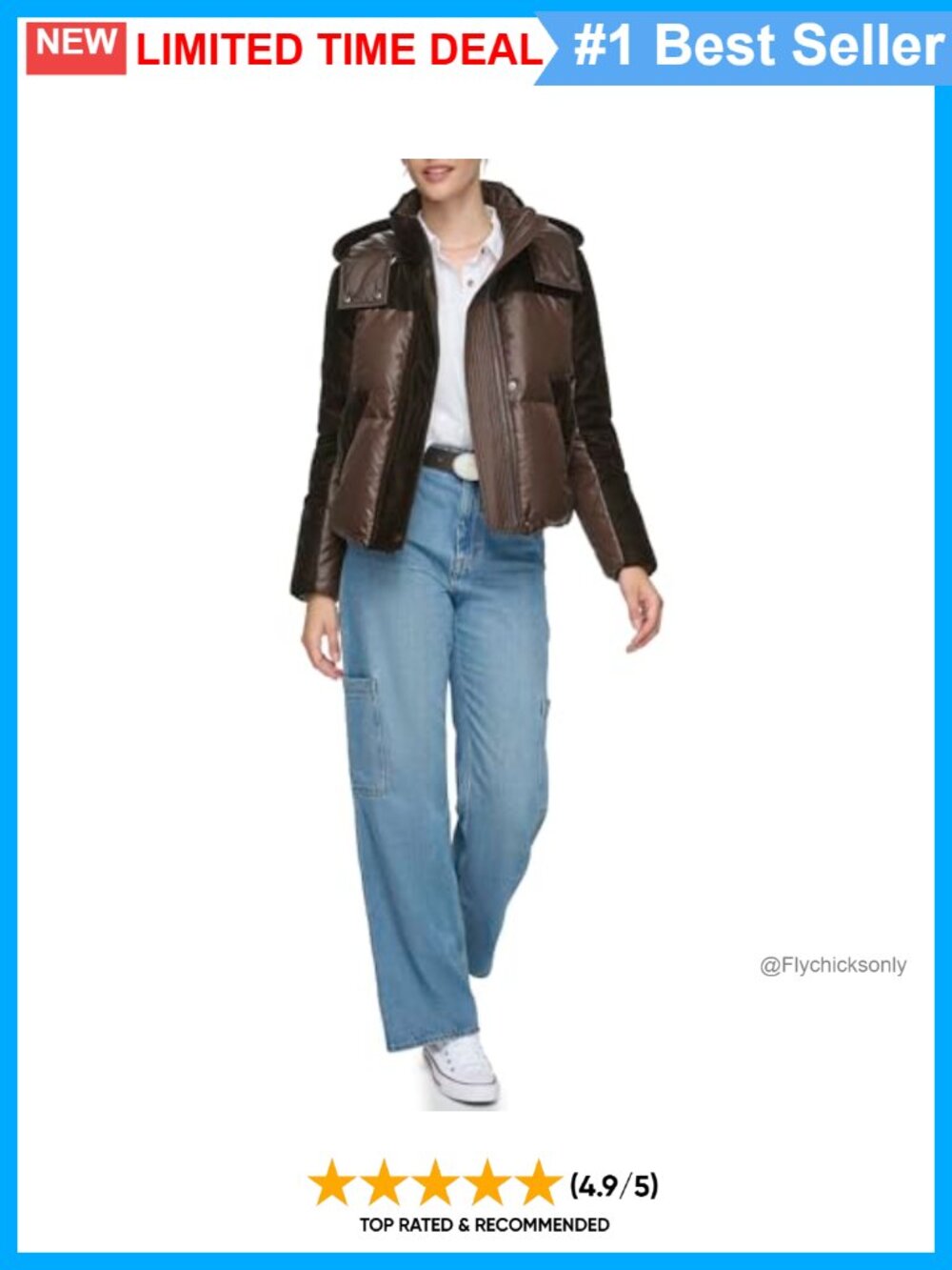 Down Puffer Jacket Quilted Hooded Long Sleeve Winter Coat